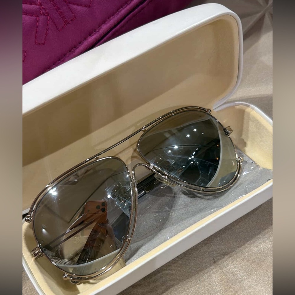 Chloe Metallic Grey mirror Aviator Sunglasses
